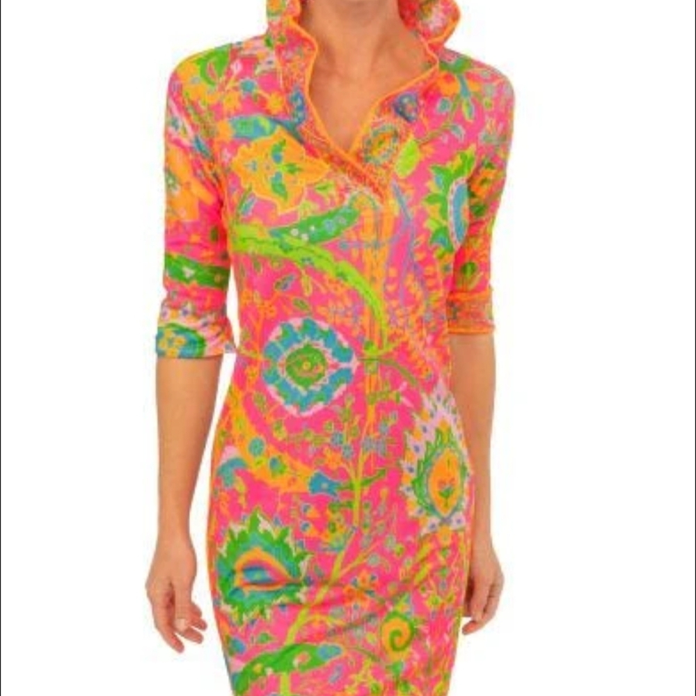 Gretchen Scott Designs Pink and Green Floral Dress